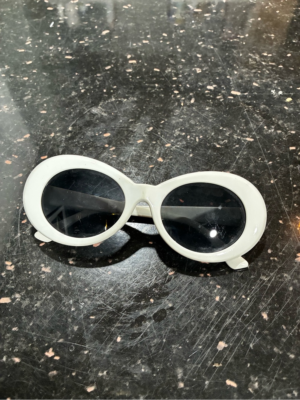 White Oval Clout Glasses